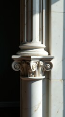 Naklejka premium A close up of a clock on a column, perfect for time-related concepts or decorative design