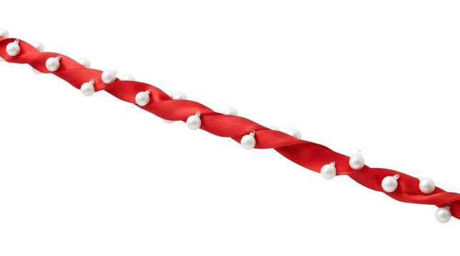 Red ribbon twisted like a human axon with white beads representing neural connections