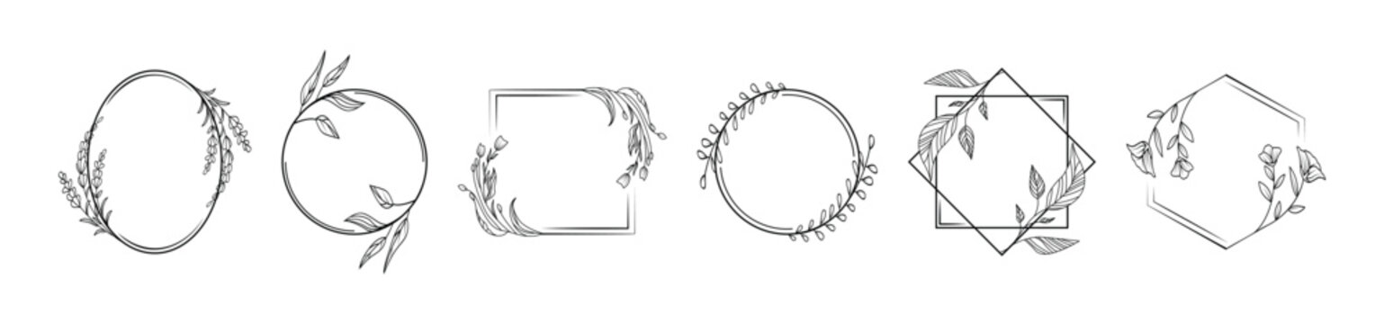Collection of elegant floral frames and borders for design and decoration