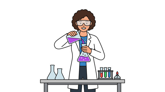 Female profesor vector conducting science experiment in lab