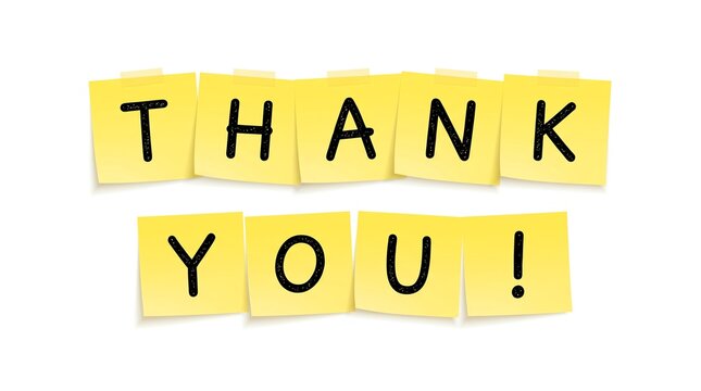 yellow sticky note with thank you