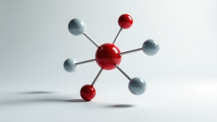 Obraz premium A 3D molecular model depicted in red and blue, showcasing molecular structure