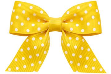 Isolated yellow polka ribbon bow element © Ritz PNG