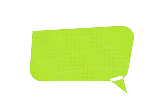 Bright green speech bubble icon with a woven texture pattern