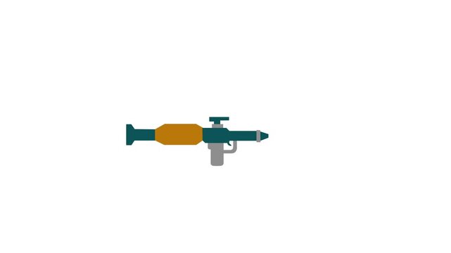 Rocket launcher RPG icon shooting animation, heavy military explosive weapon concept animation.