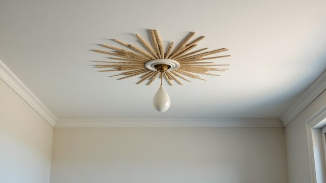 A light fixture hanging from the ceiling in a room