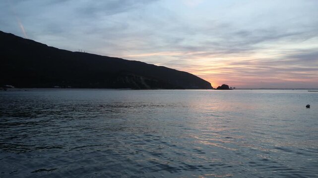 Beautiful sunrise over portinho da arr&aacute;bida in portugal