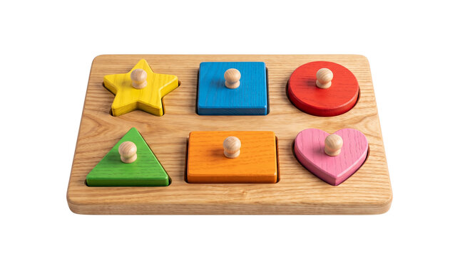 Wooden geometric shape puzzle for toddlers, colorful peg board toy with 6 pieces, educational Montessori learning tool for kids