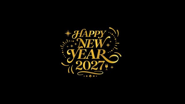 Happy 2027 New Year Dynamic Gold Particles Festive Motion Graphic