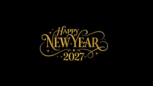 Happy 2027 Warm Gold Particle Celebration Greeting Motion Background