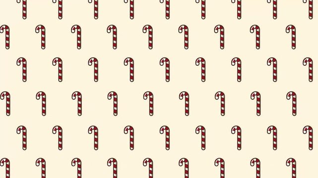 Christmas Red Candy Cane Seamless Festive Pattern Loop Animation