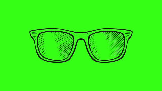 Sunglasses sketch outline vector isolated on green screen background