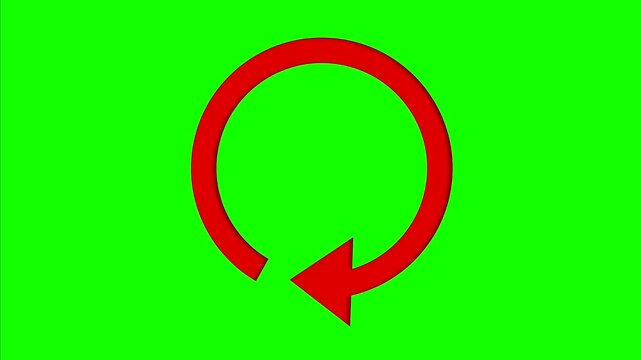 Animated Red Circular Refresh Arrow Loop on Green Screen Background