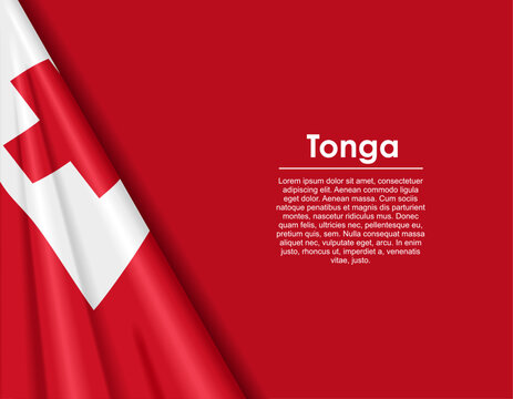 Tongan waving national flag background and placeholder text. Vector illustration.