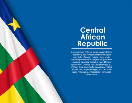 Central African Republic waving national flag background and placeholder text. Vector illustration.