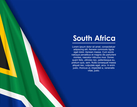 South African waving national flag background and placeholder text. Vector illustration.