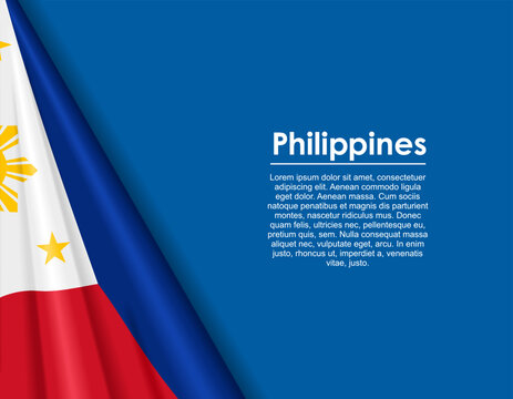 Philippines waving national flag background and placeholder text. Vector illustration.