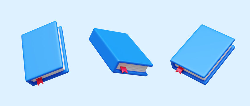 Book icon set 3d rendering illustration