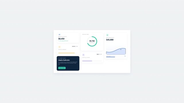 Minimalist UI Dashboard Interface Design with Analytics Charts and Financial Widgets Vector Template