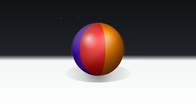 Multicolor beach ball isolated on a clean white and black background
