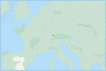 Obraz premium Liechtenstein Map with National Flag Overlay.
