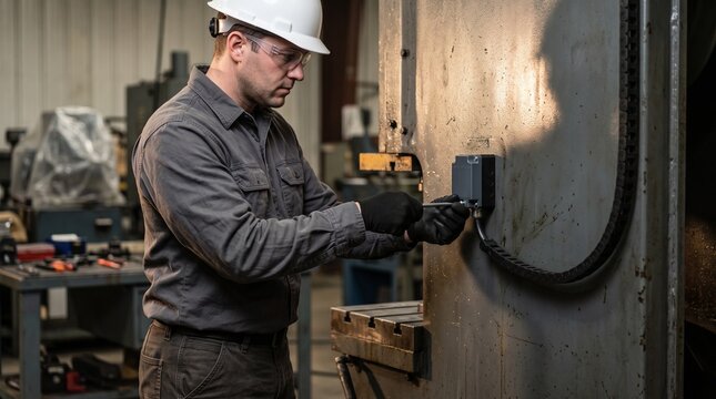Technician installs modular sensor on legacy press