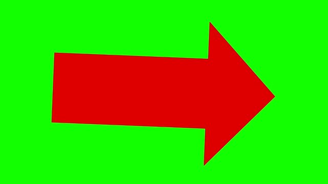 Animated Red Straight Arrow Pointing Right on Green Screen Background