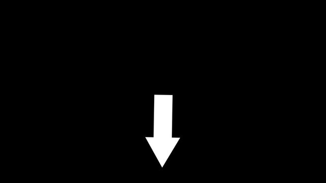 Directional arrow icon animation pointing down showing movement next step and progress.