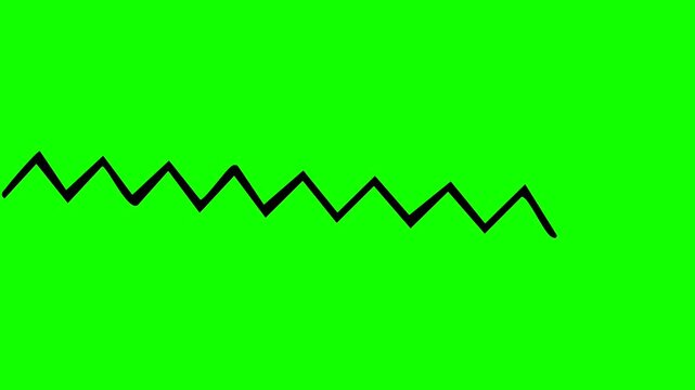 Animated Black Zig Zag Underline Brush Stroke Highlight on Green Screen Background