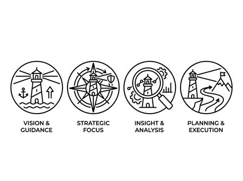 Vector illustration of business strategy process with four steps.