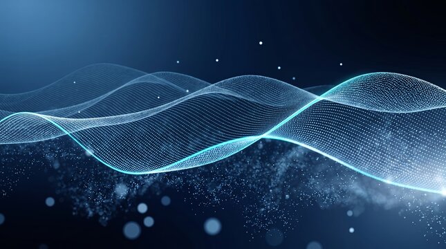 Undulating 3D data waves rendered in deep teal tones