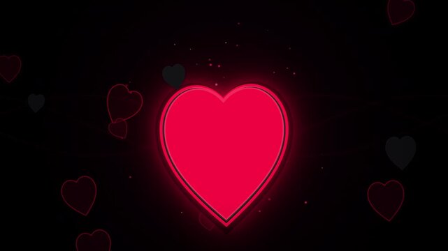 Glowing neon heart animation with floating particles and romantic ambiance valentine's day