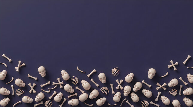 Human skulls and bones pattern on a dark grey background