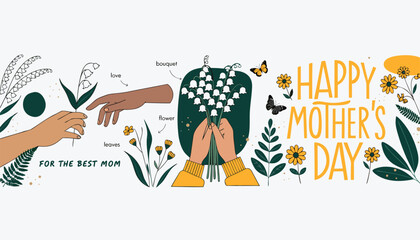 Fototapeta premium Vector illustration of family celebration with hearts
