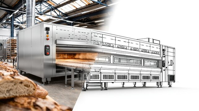 Industrial Bread Baking Oven in Factory Setting