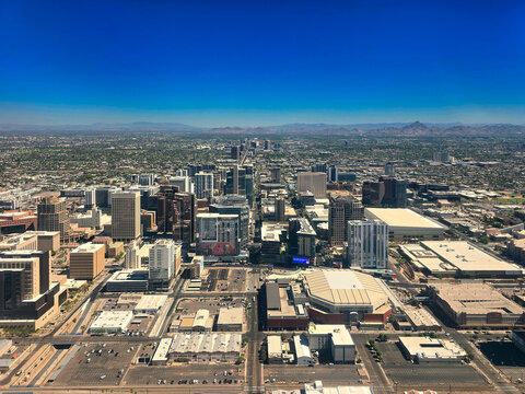 Aerial view of the city of downtown Phoenix skyline