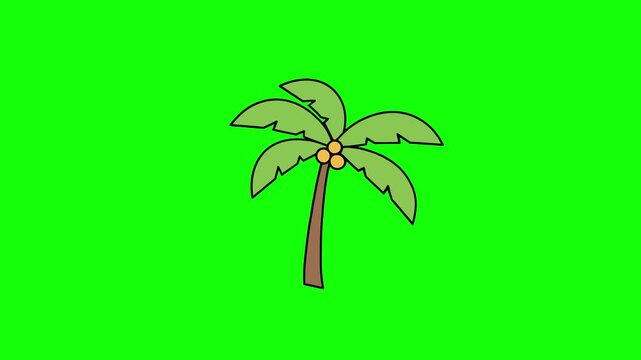 Illustration showing palm tree isolated against vivid chroma key green background perfect for digital compositing projects