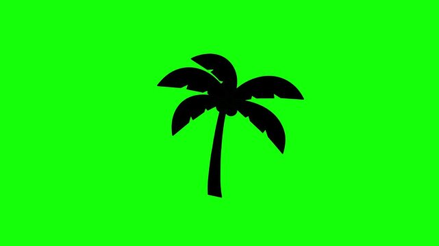 Black silhouette palm tree icon isolated vibrant lime green background graphic element digital asset commercial design
