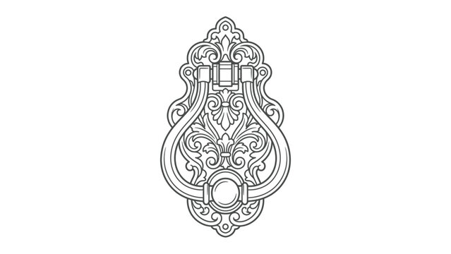 Ornate Door Knocker: An antique, intricately designed door knocker in a classic baroque style, showcasing detailed floral and scrollwork ornamentation.