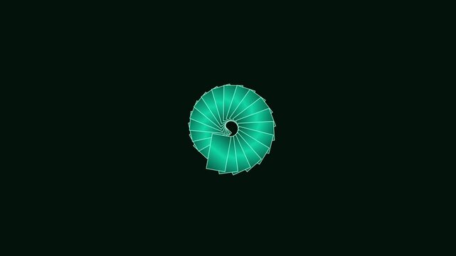 Rotating teal square geometric pattern creating a mesmerizing circular visual effect in this smooth loop motion animation perfect for modern abstract design and high quality backgrounds