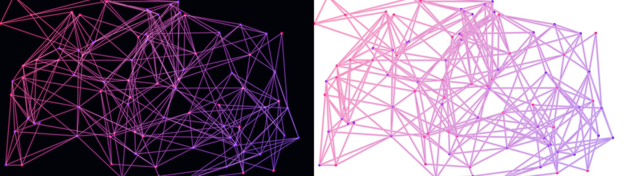 Abstract digital network connection, futuristic plexus technology background, blue and purple geometric data structure illustration isolated PNG with Transparent Background
