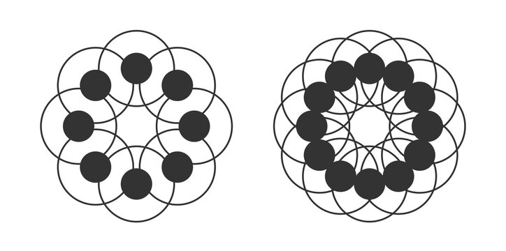 Set of abstract geometric dot and circle symbols