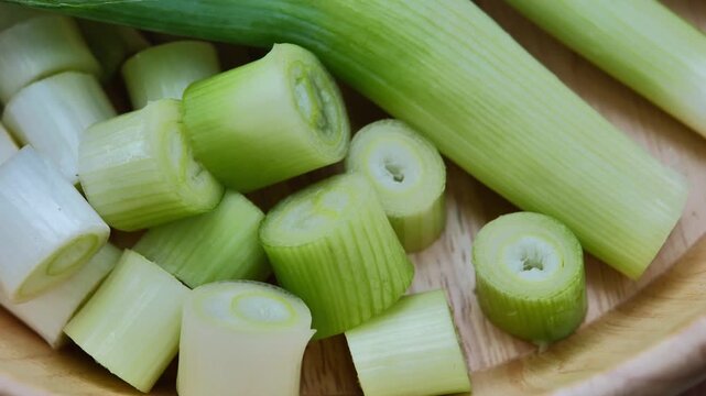 Sliced Green Onions in a Bowl