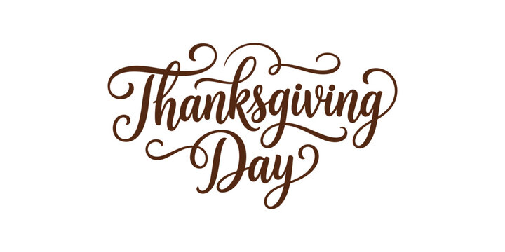Thanksgiving Day Calligraphy Typography Design Vector Illustration Isolated On White Background