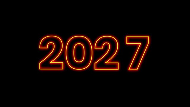Neon Year Counter Animation 1990 to 2027 with Glowing Numbers on Black Background