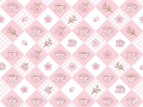 background seamless pattern with pink flower