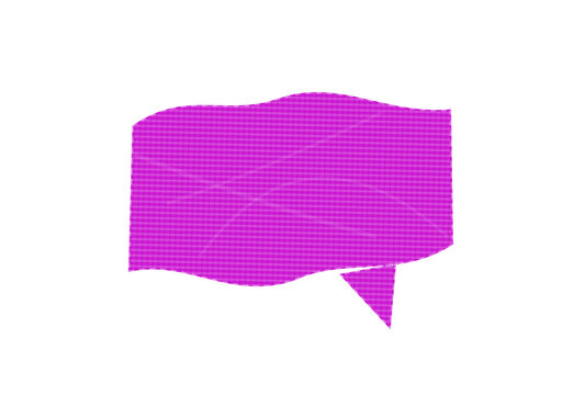 Pink speech bubble icon with a simple flat design for communication and chat messages