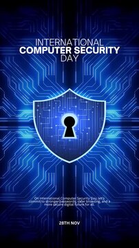 Blue and White Modern International Computer Security Day