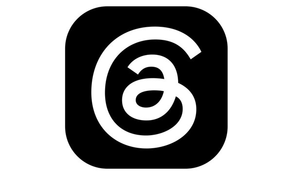 Threads black logo icon for social media app branding and digital communication platform.