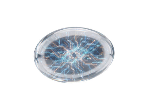 Plasma Lamp Spheres. Floating clear glass orbs with electric plasma lightning inside. Blue and orange neon discharge tubes in vacuum globe. Futuristic electric light bulb design isolated on